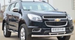24 699 р. Защита переднего бампера (2 трубыØ76 и 42 мм, нержавейка) SLITKOFF Chevrolet Trailblazer GM800 дорестайлинг (2012-2016)  с доставкой в г. Пермь. Увеличить фотографию 4