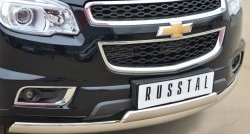 21 999 р. Защита переднего бампера (2 трубыØ75х42 мм, нержавейка) Russtal Chevrolet Trailblazer GM800 дорестайлинг (2012-2016)  с доставкой в г. Пермь. Увеличить фотографию 2