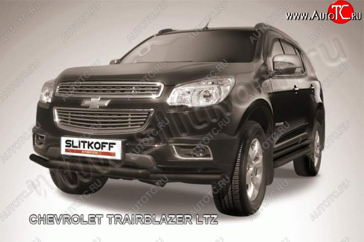 9 449 р. Защита переднего бампера из труб d57 Slitkoff Chevrolet Trailblazer GM800 дорестайлинг (2012-2016) (Цвет: серебристый)  с доставкой в г. Пермь