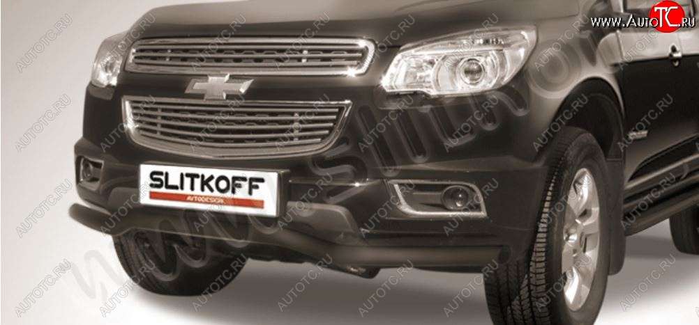 10 849 р. Защита переднего бампера Slitkoff (волна, d57) Chevrolet Trailblazer GM800 дорестайлинг (2012-2016) (Сталь с полимерным покрытием. Цвет: чёрный)  с доставкой в г. Пермь