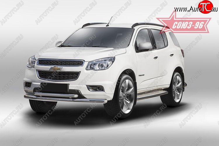 24 659 р. Защита переднего бампера двойная Souz-96 (d76/60) Chevrolet Trailblazer GM800 дорестайлинг (2012-2016)  с доставкой в г. Пермь