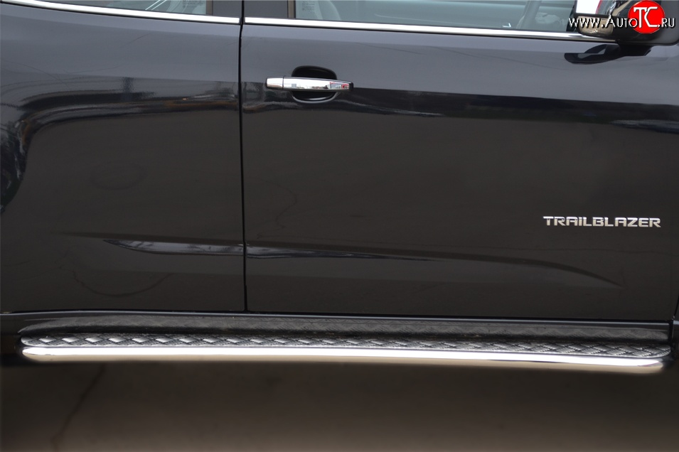 24 649 р. Широкая защита порогов SLITKOFF Chevrolet Trailblazer GM800 дорестайлинг (2012-2016)  с доставкой в г. Пермь