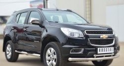 14 449 р. Защита порогов с пластиковыми вставками для ног из круглой трубы диаметром 76 мм Russtal Chevrolet Trailblazer GM800 дорестайлинг (2012-2016) (Защита порогов с со скосами на торцах (вариант 1))  с доставкой в г. Пермь. Увеличить фотографию 10
