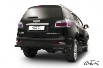 Защита заднего бампера Arbori (уголки, черная, 1 труба d57 mm). Chevrolet Trailblazer  GM800 (2012-2016) дорестайлинг