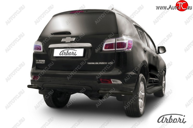 5 399 р. Защита заднего бампера Arbori (уголки, черная, 1 труба d57 mm).  Chevrolet Trailblazer  GM800 (2012-2016) дорестайлинг  с доставкой в г. Пермь