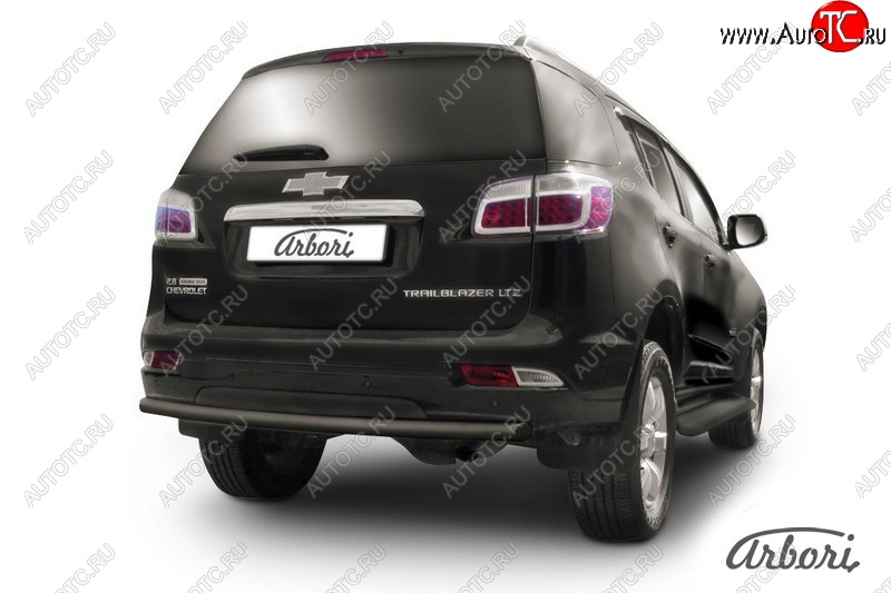 6 029 р. Защита заднего бампера Arbori (черная, 1 труба d57 mm).  Chevrolet Trailblazer  GM800 (2012-2016) дорестайлинг  с доставкой в г. Пермь