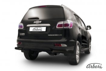 Защита заднего бампера Arbori (уголки, черная, d76 mm). Chevrolet Trailblazer  GM800 (2012-2016) дорестайлинг