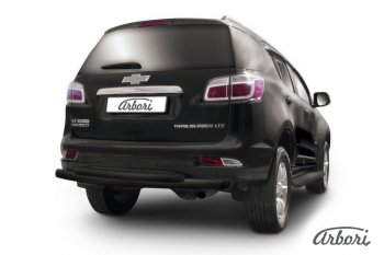 Защита заднего бампера Arbori (уголки, черная, 1 труба d76 mm). Chevrolet Trailblazer  GM800 (2012-2016) дорестайлинг