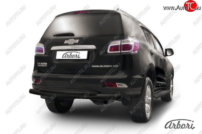 8 819 р. Защита заднего бампера Arbori (уголки, черная, 1 труба d76 mm).  Chevrolet Trailblazer  GM800 (2012-2016) дорестайлинг  с доставкой в г. Пермь