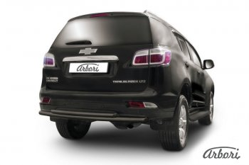 Защита заднего бампера Arbori (черная, 2 трубы d76 и 42 mm). Chevrolet Trailblazer  GM800 (2012-2016) дорестайлинг
