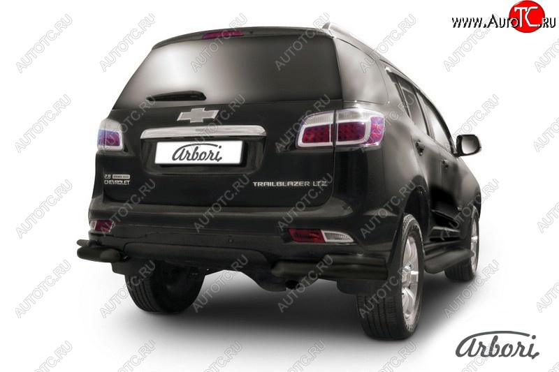 10 619 р. Защита заднего бампера Arbori (уголки, черная, 2 трубы d76 и 42 mm).  Chevrolet Trailblazer  GM800 (2012-2016) дорестайлинг  с доставкой в г. Пермь