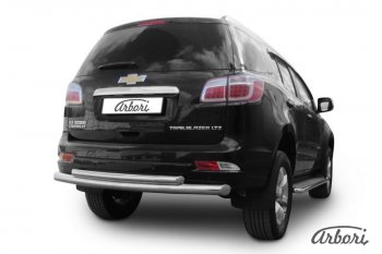 Защита заднего бампера Arbori (нержавейка, 2 трубы d76 и 57 mm). Chevrolet Trailblazer  GM800 (2012-2016) дорестайлинг