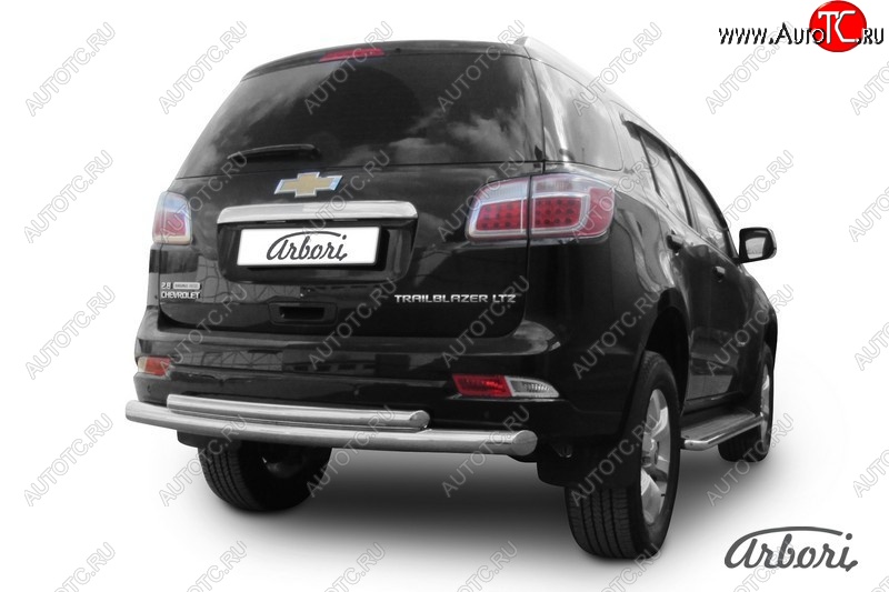 15 479 р. Защита заднего бампера Arbori (нержавейка, 2 трубы d76 и 57 mm).  Chevrolet Trailblazer  GM800 (2012-2016) дорестайлинг  с доставкой в г. Пермь