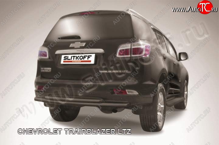 9 649 р. Защита заднего бампера из труб d 57 и d42 Slitkoff  Chevrolet Trailblazer  GM800 (2012-2016) дорестайлинг (Цвет: серебристый)  с доставкой в г. Пермь