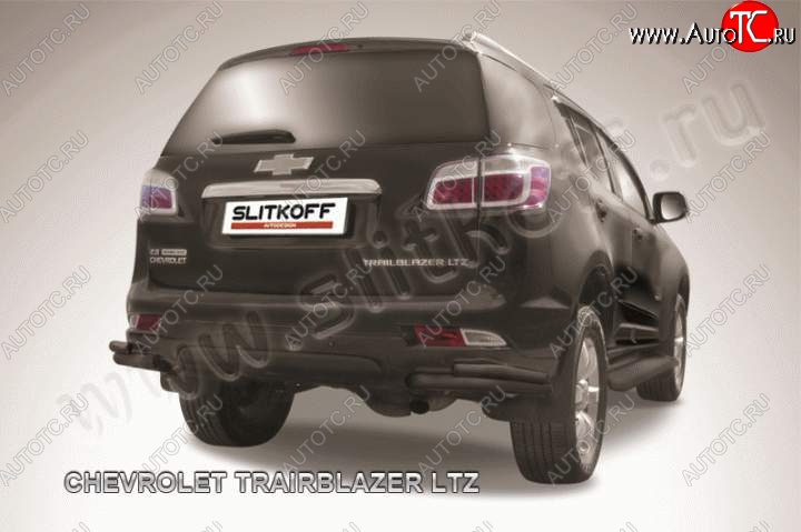 7 599 р. Защита заднего бампера из уголков d57+d42 Slitkoff  Chevrolet Trailblazer  GM800 (2012-2016) дорестайлинг (Цвет: серебристый)  с доставкой в г. Пермь