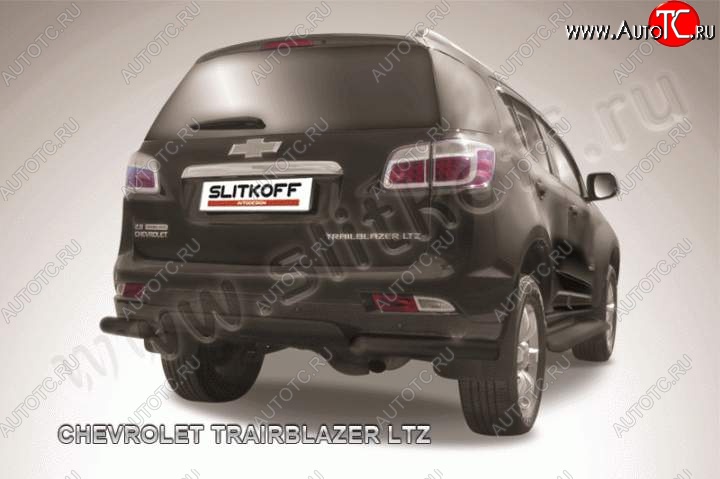 7 999 р. Защита заднего бампера из уголков d76 Slitkoff  Chevrolet Trailblazer  GM800 (2012-2016) дорестайлинг (Цвет: серебристый)  с доставкой в г. Пермь