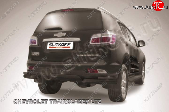 10 949 р. Защита заднего бампера из уголков d76+d42 Slitkoff  Chevrolet Trailblazer  GM800 (2012-2016) дорестайлинг (Цвет: серебристый)  с доставкой в г. Пермь