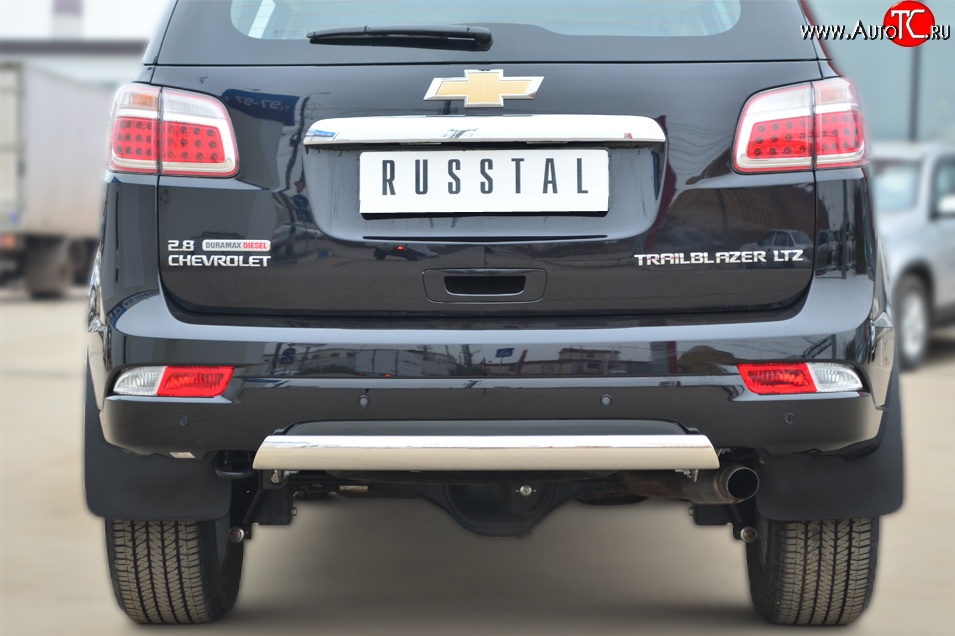 20 999 р. Защита заднего бампера (Ø75x42 мм, нержавейка) SLITKOFF  Chevrolet Trailblazer  GM800 (2012-2016) дорестайлинг  с доставкой в г. Пермь