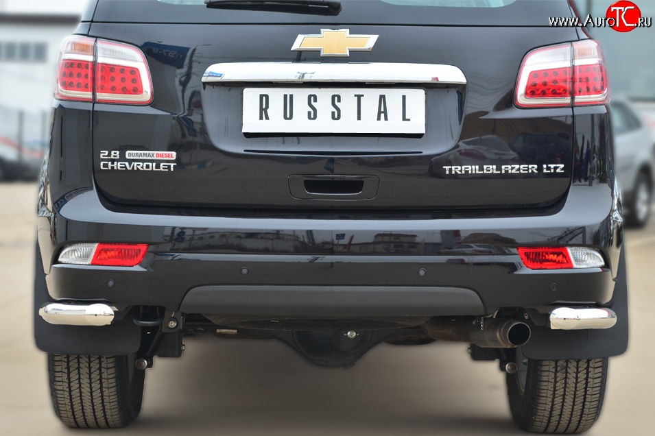 18 599 р. Защита заднего бампера (Ø63 мм уголки, нержавейка) SLITKOFF  Chevrolet Trailblazer  GM800 (2012-2016) дорестайлинг  с доставкой в г. Пермь