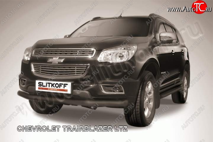 10 649 р. Защита переднего бампера d76 Slitkoff Chevrolet Trailblazer GM800 дорестайлинг (2012-2016) (Цвет: серебристый)  с доставкой в г. Пермь