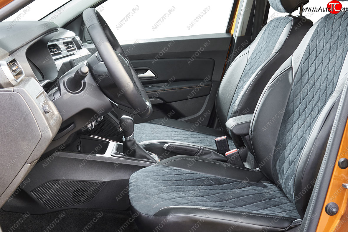 6 449 р. Чехлы для сидений Seintex Ромб Алькантара Chevrolet Aveo T250 хэтчбек 5 дв рестайлинг (2006-2011) (Цвет: черный)  с доставкой в г. Пермь