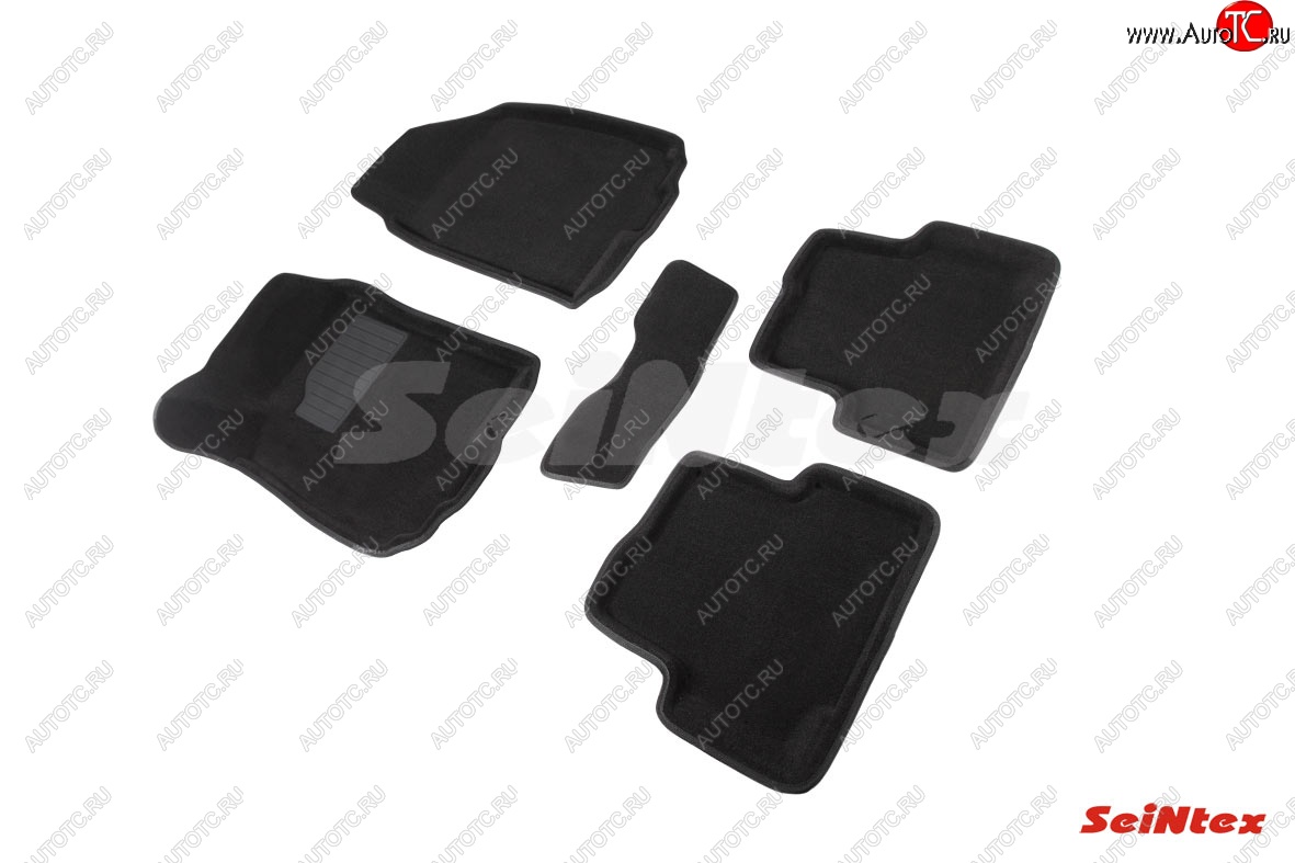 5 499 р. Износостойкие коврики в салон SeiNtex Premium 3D 4 шт. (ворсовые, черные) Chevrolet Aveo T300 седан (2011-2015)  с доставкой в г. Пермь