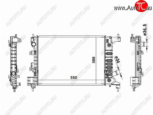 6 849 р. Радиатор двигателя SAT (пластинчатый, МКПП/АКПП) Chevrolet Aveo T300 седан (2011-2015)  с доставкой в г. Пермь