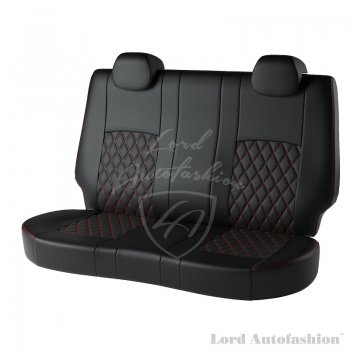 7 199 р. Чехлы для сидений Lord Autofashion Турин Ромб (экокожа)  Chevrolet Aveo ( T200,  T250) (2002-2011) хэтчбек 5 дв, хэтчбек 5 дв рестайлинг (Черный, вставка черная, строчка красная)  с доставкой в г. Пермь. Увеличить фотографию 2
