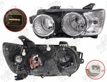 Левая передняя фара DEPO (хром) Chevrolet Aveo T300 седан (2011-2015)