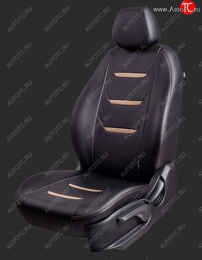 10 299 р. Чехлы для сидений Lord Autofashion Турин 2 (экокожа, спинка 60/40, 2 Г-образных подголовника)  Chevrolet Aveo  T300 (2011-2015) седан, хэтчбек (Черный/Черный/Бежевый/Бежевый)  с доставкой в г. Пермь