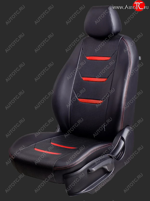 10 799 р. Чехлы для сидений Lord Autofashion Турин 2 (экокожа, спинка 60/40, 2 Г-образных подголовника)  Chevrolet Aveo  T300 (2011-2015) седан, хэтчбек (Черный/Черный/Красный/Красный)  с доставкой в г. Пермь