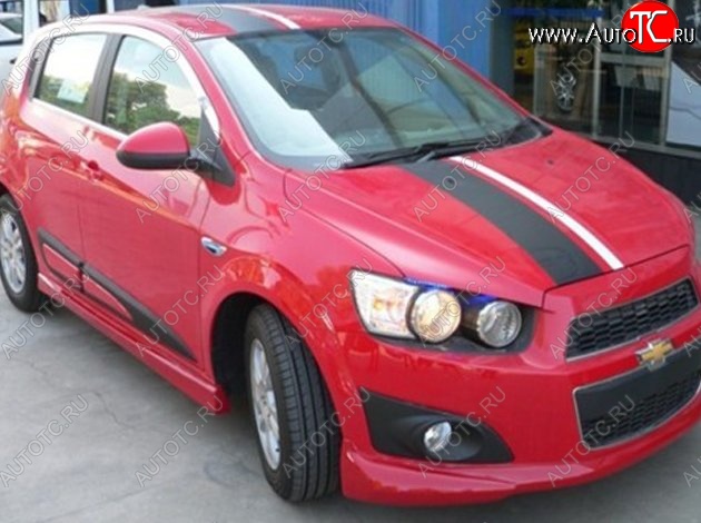 4 199 р. Пороги накладки CT Chevrolet Aveo T300 хэтчбек (2011-2015) (Неокрашенные)  с доставкой в г. Пермь