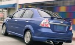4 499 р. Накладка на задний бампер CT Chevrolet Aveo T250 седан рестайлинг (2006-2011) (Неокрашенная)  с доставкой в г. Пермь. Увеличить фотографию 2