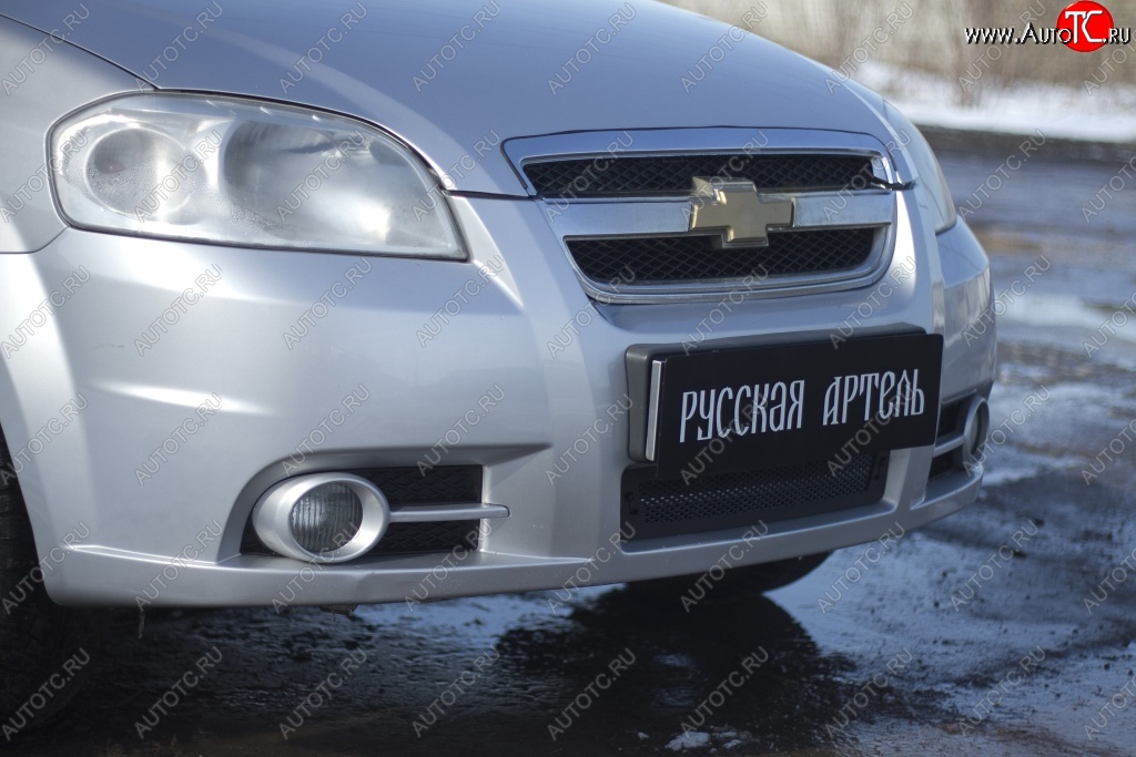 1 099 р. Защитная сетка решетки переднего бампера RA Chevrolet Aveo T250 седан рестайлинг (2006-2011)  с доставкой в г. Пермь