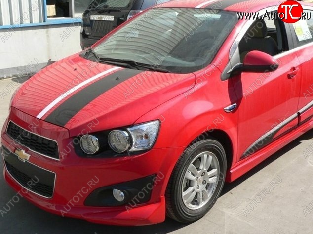 3 699 р. Накладка на передний бампер CT Chevrolet Aveo T300 седан (2011-2015) (Неокрашенная)  с доставкой в г. Пермь