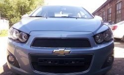 1 469 р. Сетка в решетку радиатора Russtal Chevrolet Aveo T300 седан (2011-2015) (черная)  с доставкой в г. Пермь. Увеличить фотографию 3