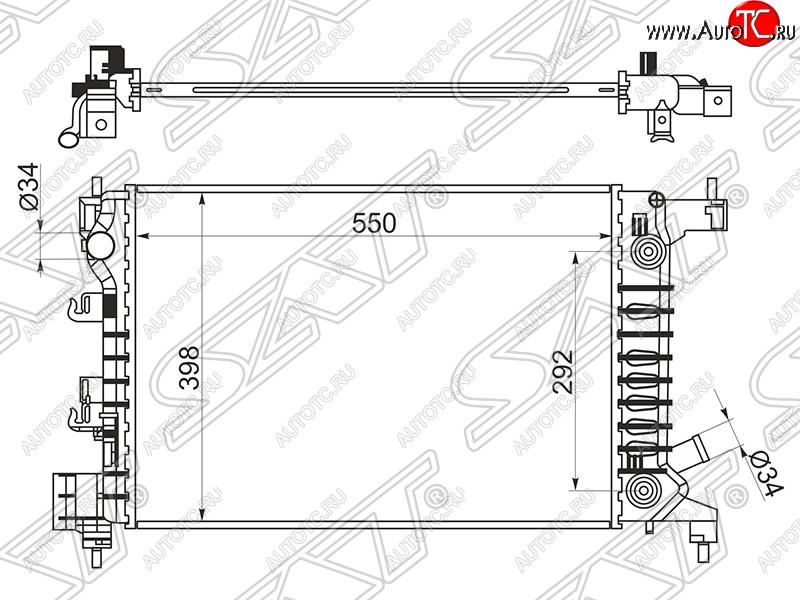 7 299 р. Радиатор двигателя SAT (пластинчатый, 1.2/1.4, АКПП) Chevrolet Aveo T300 седан (2011-2015)  с доставкой в г. Пермь