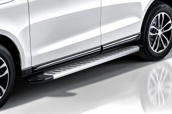 17 399 р. Пороги алюминиевые Slitkoff Chevrolet Captiva 2-ой рестайлинг (2013-2016) (Prestige Silver)  с доставкой в г. Пермь. Увеличить фотографию 2