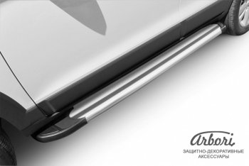 11 789 р. Порожки для ног Arbori Luxe Silver Chevrolet Captiva 2-ой рестайлинг (2013-2016)  с доставкой в г. Пермь. Увеличить фотографию 2