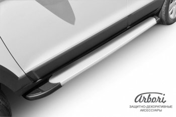 10 979 р. Порожки для ног Arbori Optima Silver Chevrolet Captiva 2-ой рестайлинг (2013-2016)  с доставкой в г. Пермь. Увеличить фотографию 2