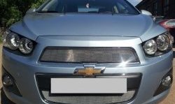 3 199 р. Сетка на бампер Russtal (хром) Chevrolet Captiva 2-ой рестайлинг (2013-2016)  с доставкой в г. Пермь. Увеличить фотографию 2