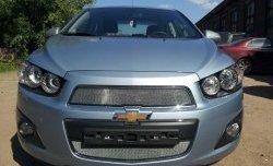 3 199 р. Сетка на бампер Russtal (хром) Chevrolet Captiva 2-ой рестайлинг (2013-2016)  с доставкой в г. Пермь. Увеличить фотографию 3