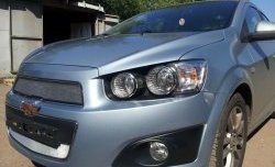 3 199 р. Сетка на бампер Russtal (хром) Chevrolet Captiva 2-ой рестайлинг (2013-2016)  с доставкой в г. Пермь. Увеличить фотографию 4