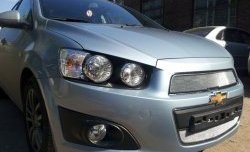 3 199 р. Сетка на бампер Russtal (хром) Chevrolet Captiva 2-ой рестайлинг (2013-2016)  с доставкой в г. Пермь. Увеличить фотографию 5