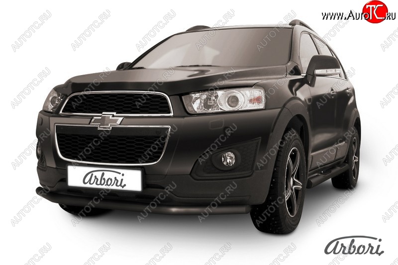 6 389 р. Защита переднего бампера Arbori (черная, 1 труба d57 mm). Chevrolet Captiva 2-ой рестайлинг (2013-2016)  с доставкой в г. Пермь