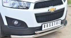 18 399 р. Защита переднего бампера (2 трубыØ63 и 42 мм, нержавейка) SLITKOFF  Chevrolet Captiva (2013-2016) 2-ой рестайлинг  с доставкой в г. Пермь. Увеличить фотографию 2