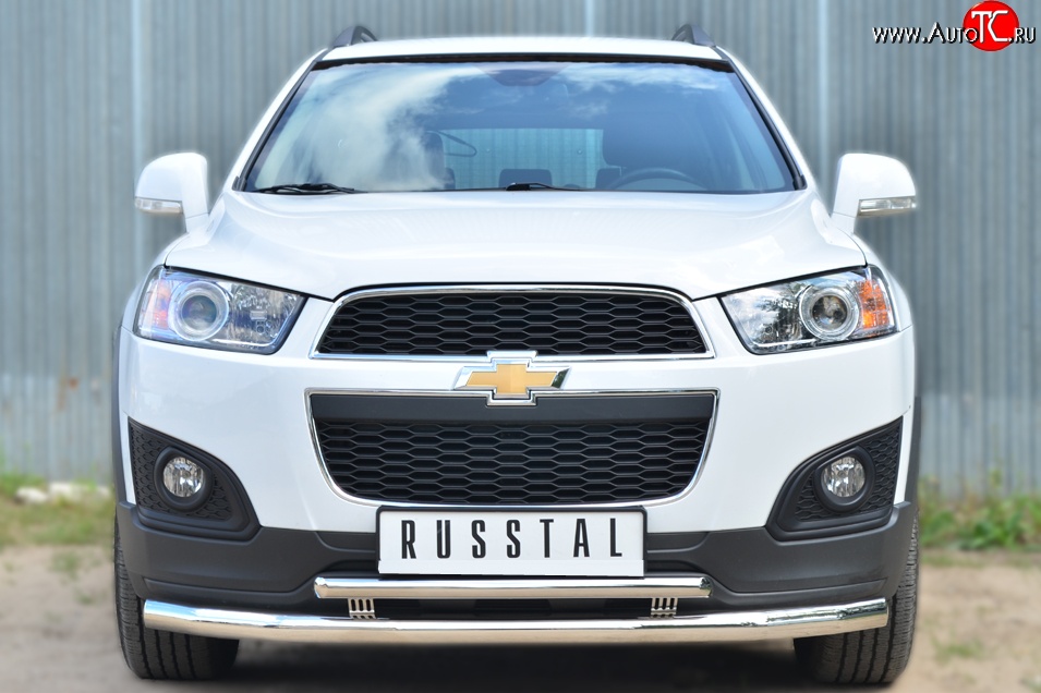 18 399 р. Защита переднего бампера (2 трубыØ63 и 42 мм, нержавейка) SLITKOFF  Chevrolet Captiva (2013-2016) 2-ой рестайлинг  с доставкой в г. Пермь