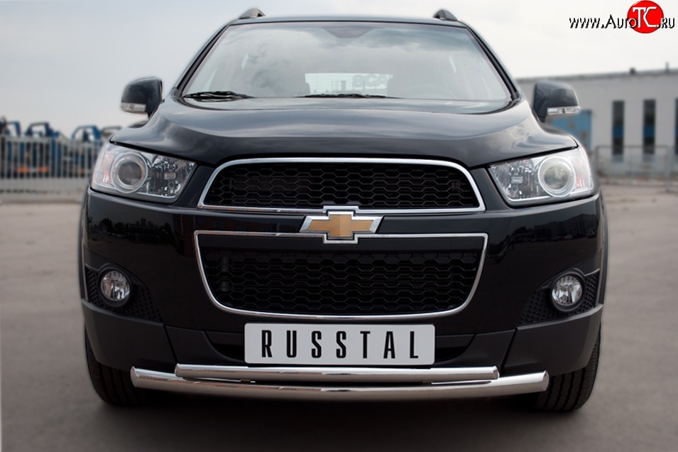 18 399 р. Защита переднего бампера (2 трубыØ63 и 42 мм, нержавейка) SLITKOFF  Chevrolet Captiva (2006-2011)  дорестайлинг  с доставкой в г. Пермь