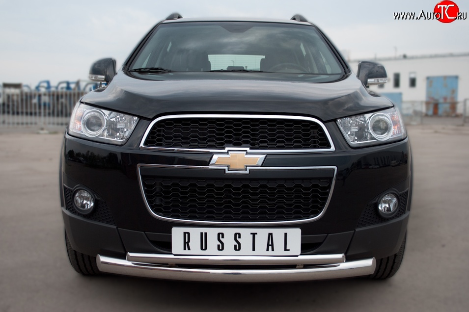 18 699 р. Защита переднего бампера (2 трубыØ76 и 42 мм, нержавейка) SLITKOFF Chevrolet Captiva 1-ый рестайлинг (2011-2013)  с доставкой в г. Пермь