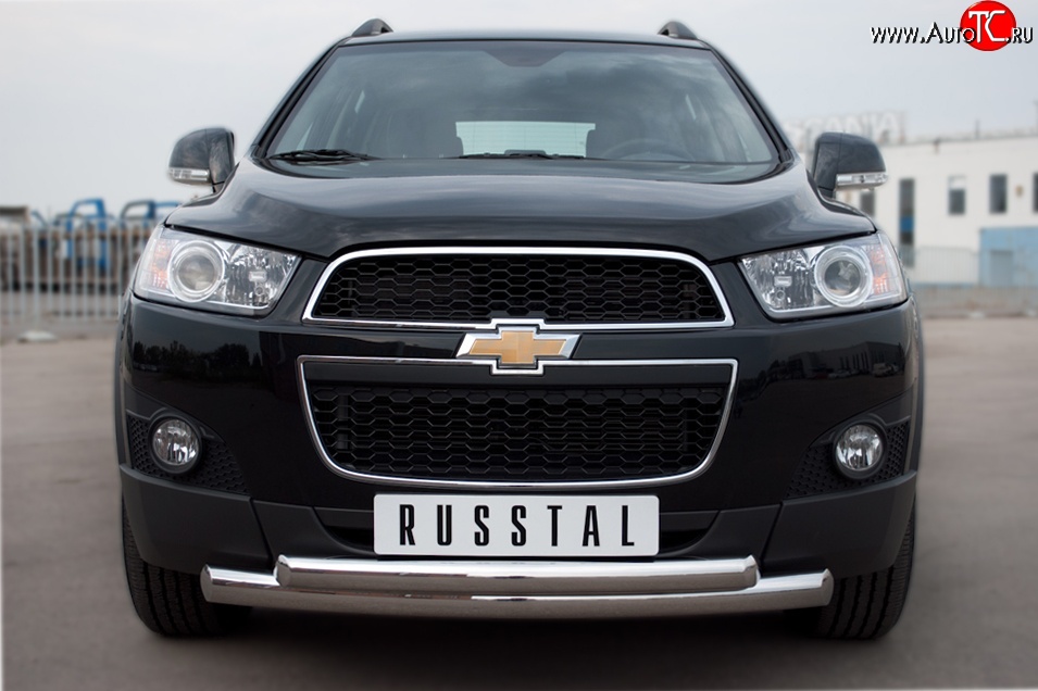 18 899 р. Защита переднего бампера (2 трубыØ76 и 63 мм, нержавейка) SLITKOFF  Chevrolet Captiva (2011-2013) 1-ый рестайлинг  с доставкой в г. Пермь
